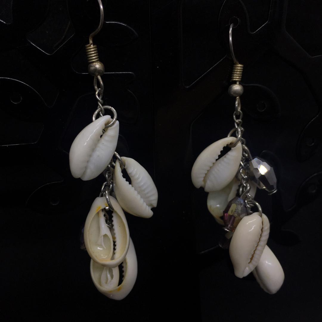 Crystal Glass with Seashell Earrings (One pair)