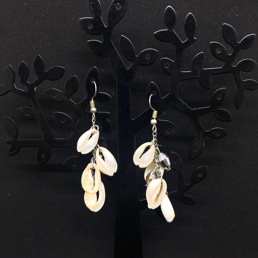 Crystal Glass with Seashell Earrings (One pair)