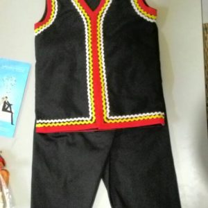 Bidayuh costume for age 3 years, fabric tenuous cotton, pant and vest,