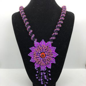Flower Beads Necklace (Purple)