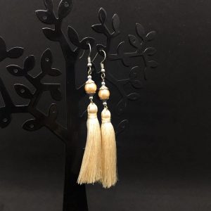 Elegent Pearl with Golden Thread Earrings (One pair)