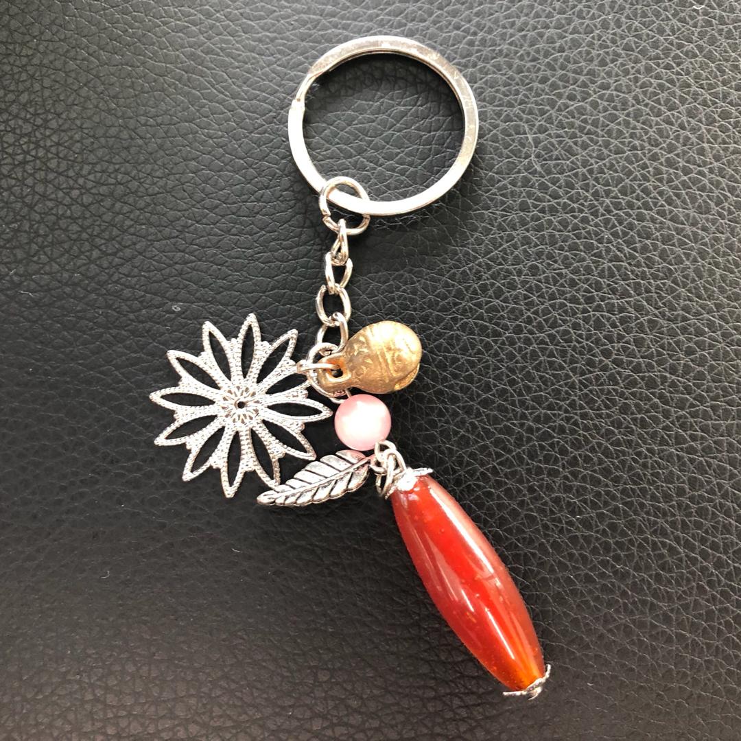 Keychain,Glass beads with copper bell
