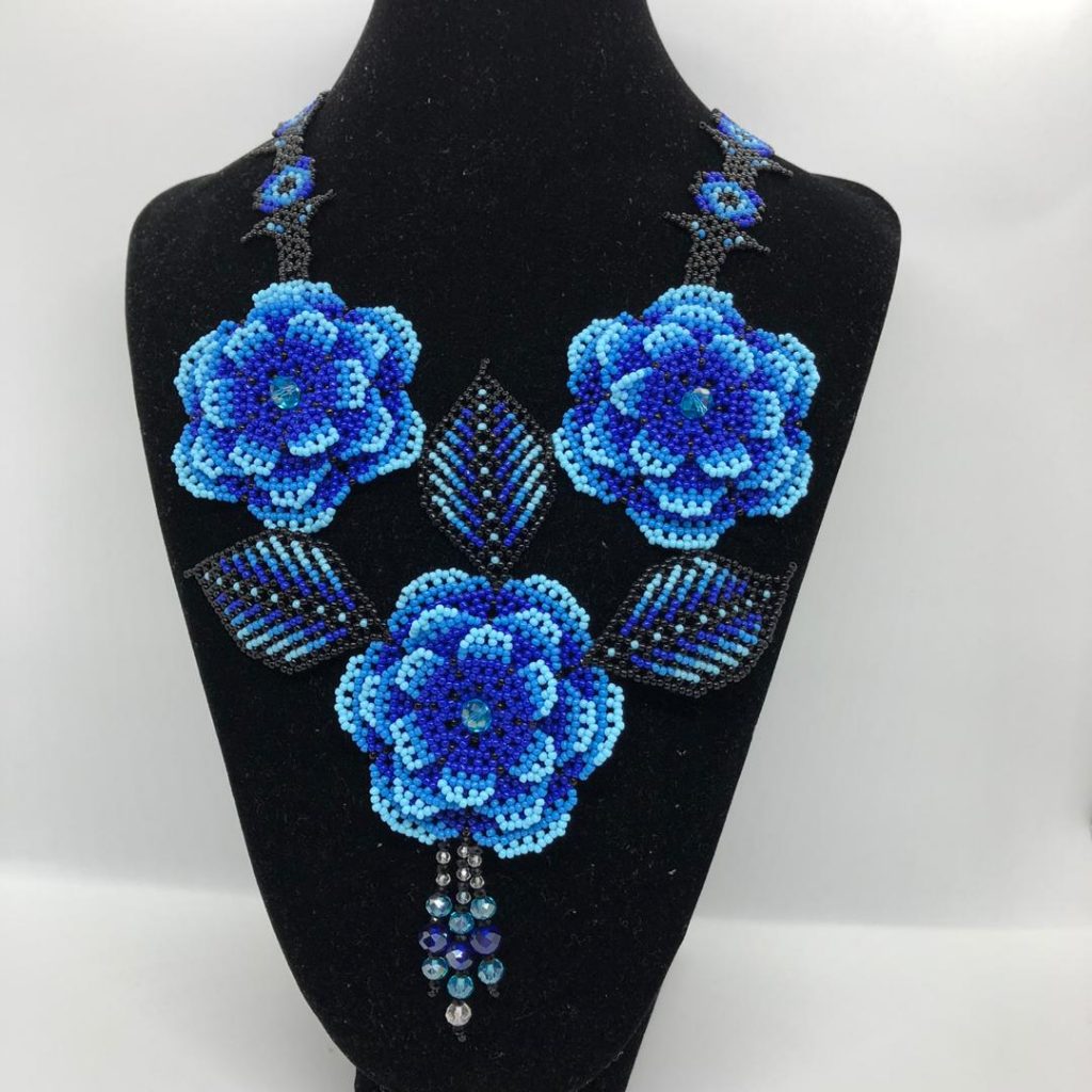 Borneo Handmade Necklace 3D - Rantai Manik (Blue) - Sarawak Craft Council