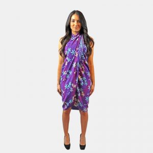 Hand-Painted Scarf / Pareo Dress With Tassles (Purple)