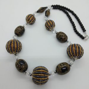 Beads Ball Necklace(Gold & Black)