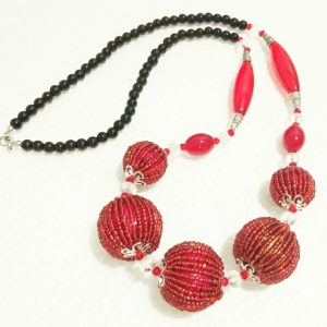 Beads Ball Necklace(Red)