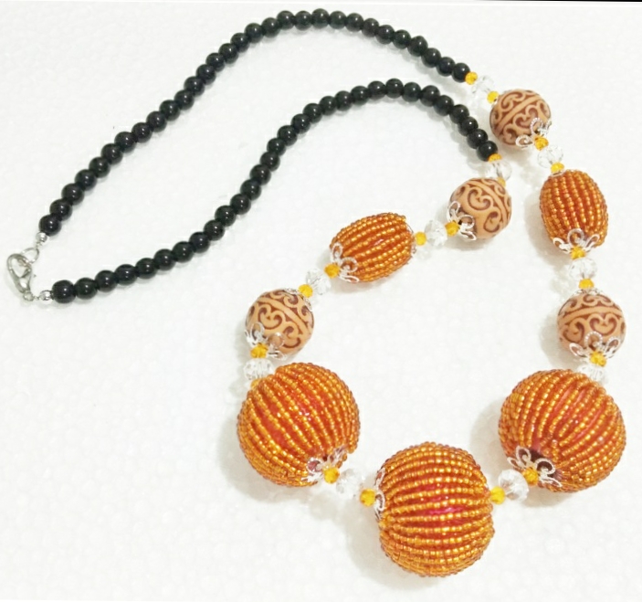 Beads Ball Necklace(Orange)