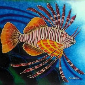 Lion Fish Silk Painting