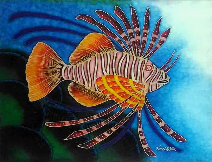 Lion Fish Silk Painting
