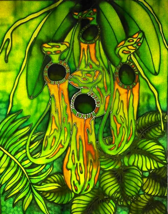 Green Pitcher plants - Batik Painting