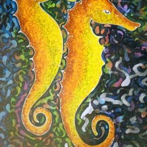 Yellow Seahorse - Batik Painting