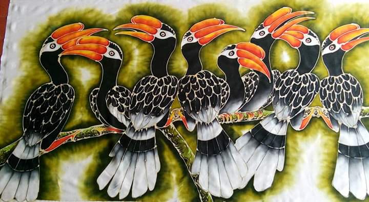 The Eight Hornbills - Batik Painting