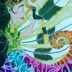 Orang Ulu Lady And The Hornbill - Batik Painting