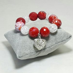 Vermilion Beaded Elastic Bracelet